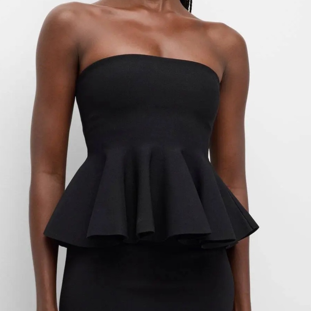 NWT A.L.C. Eliza Strapless Peplum Black top BRAND NEW